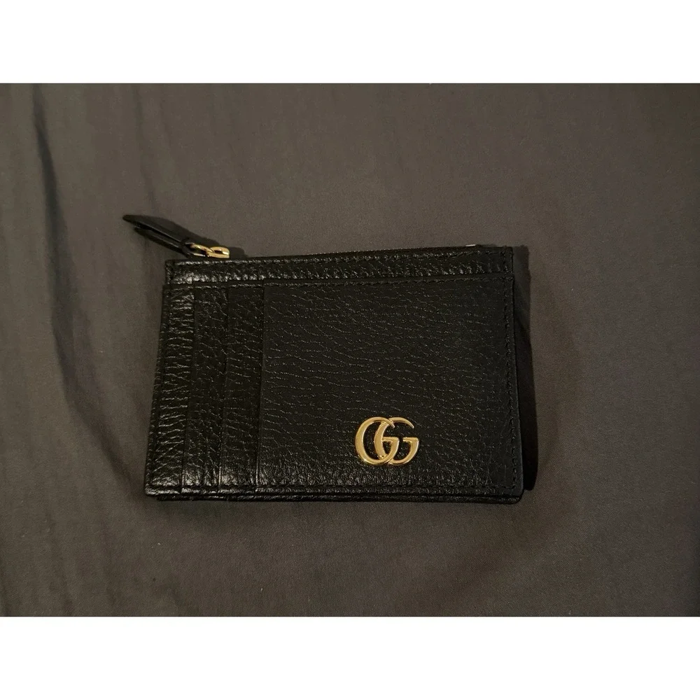 Gucci GG Marmont Pebbled Leather Card Holder Wallet